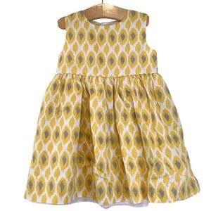 Carters 24M Toddler Girls Yellow Grey Ikat Print Sleeveless Dress Lined Tie-Back